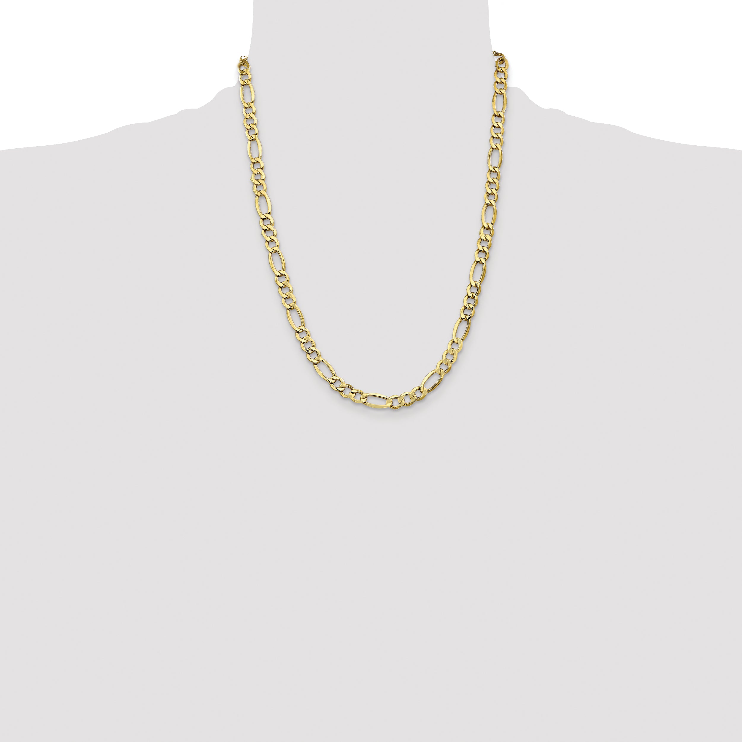 14k 7.3mm Semi-Solid Figaro Chain