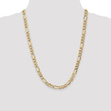 14k 7.3mm Semi-Solid Figaro Chain