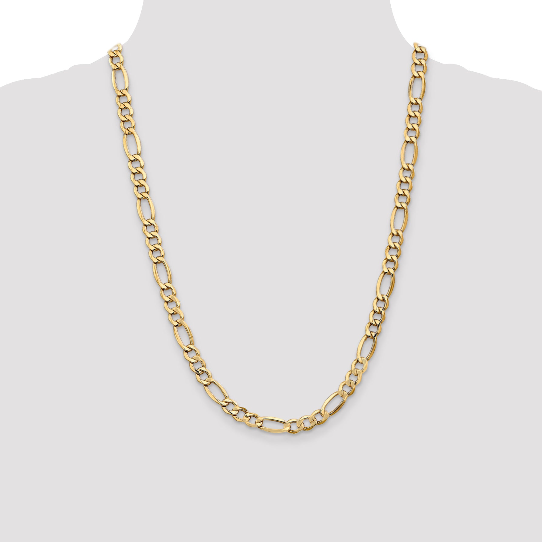 14k 7.3mm Semi-Solid Figaro Chain