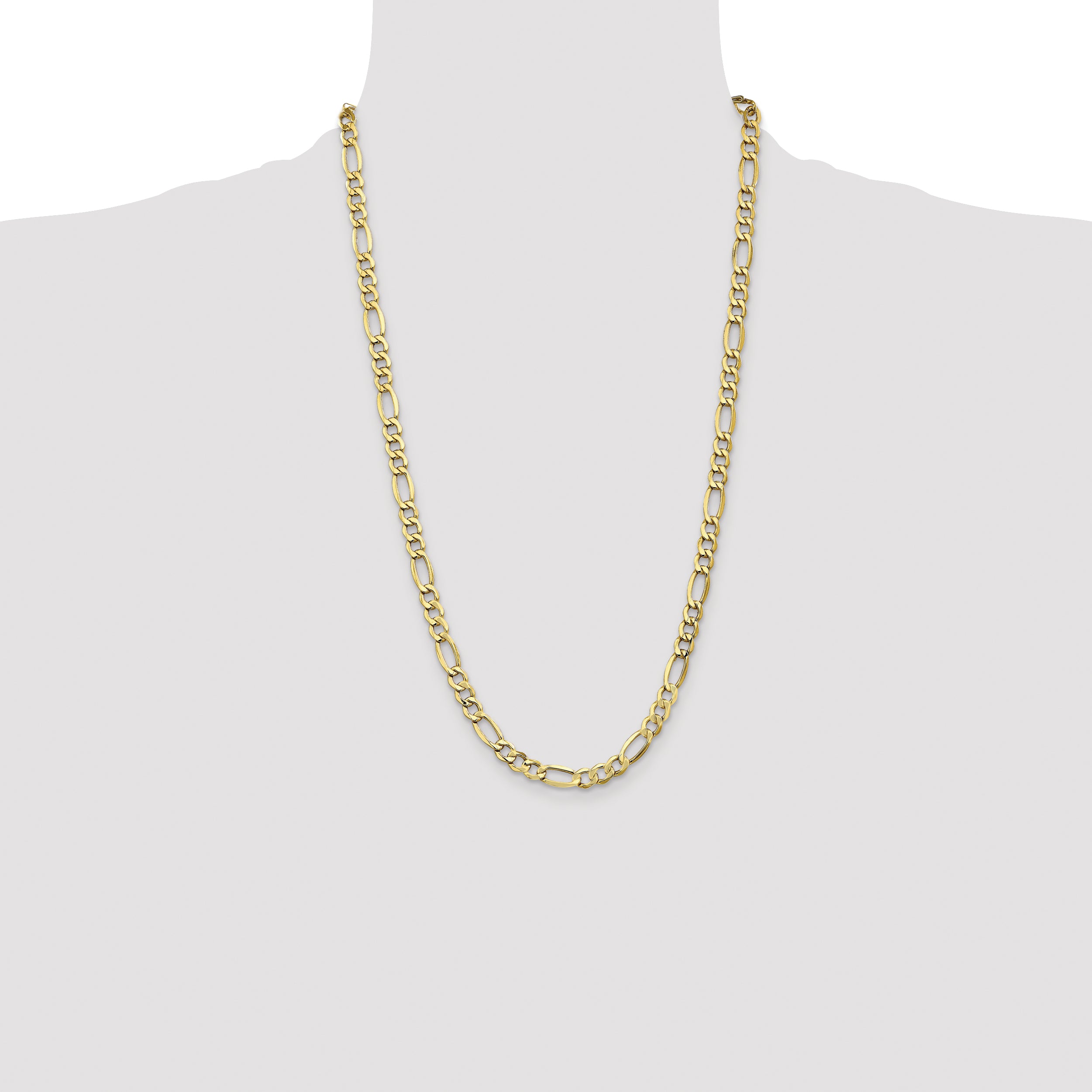 14k 7.3mm Semi-Solid Figaro Chain