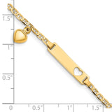 14k Cut-out Heart w/Dangling Heart Childrens Anchor Link ID Bracelet