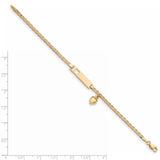 14k Cut-out Heart w/Dangling Heart Childrens Anchor Link ID Bracelet
