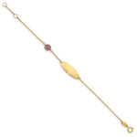 14K Childrens Enamel Flower w/.5in ext. ID Bracelet