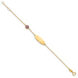 14K Childrens Enamel Flower w/.5in ext. ID Bracelet