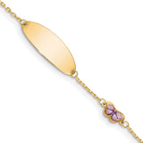 14K Childrens Enamel Butterfly w/.5in ext. ID Bracelet
