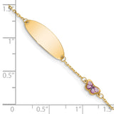 14K Childrens Enamel Butterfly w/.5in ext. ID Bracelet