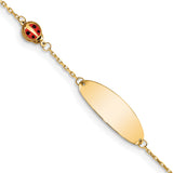 14K Childrens Enamel Ladybug w/.5in ext. ID Bracelet