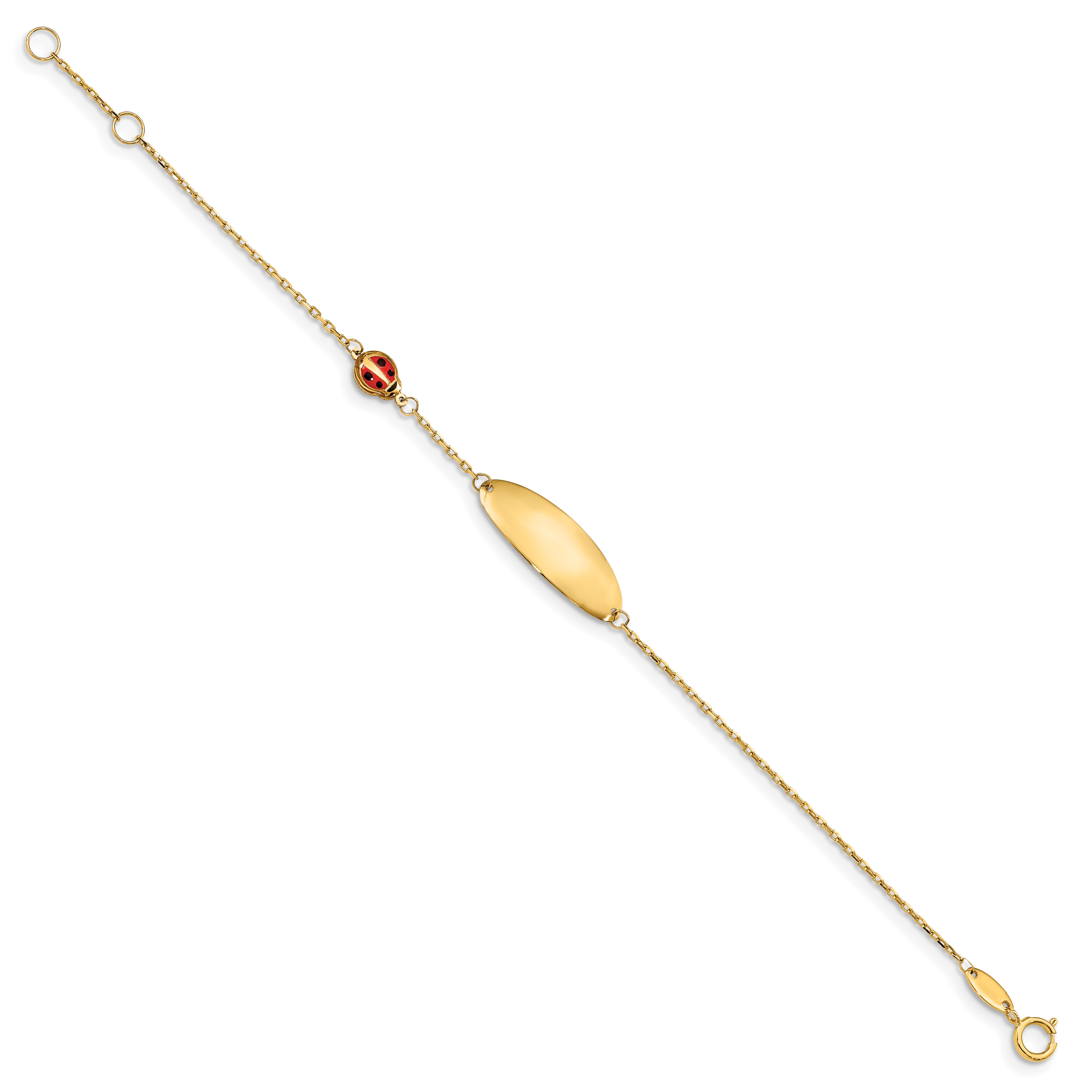 14K Childrens Enamel Ladybug w/.5in ext. ID Bracelet