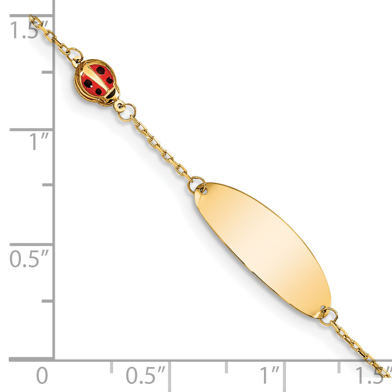 14K Childrens Enamel Ladybug w/.5in ext. ID Bracelet