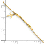 14K Childrens Polished Dangle Cross w/.5in ext. Bracelet