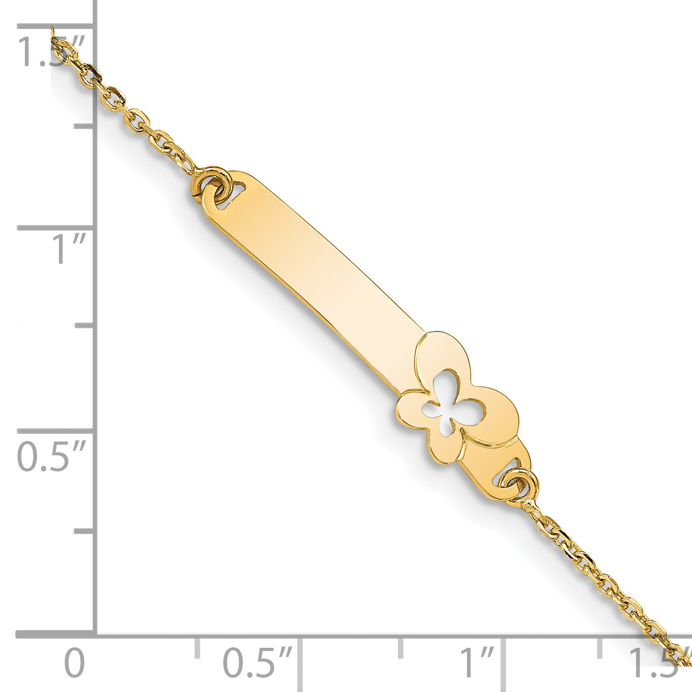 14K Childrens Polished Butterfly w/1in ext.  ID Bracelet