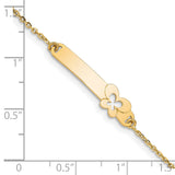 14K Childrens Polished Butterfly w/1in ext.  ID Bracelet