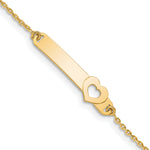 14K Childrens Polished Heart w/1in ext. ID Bracelet