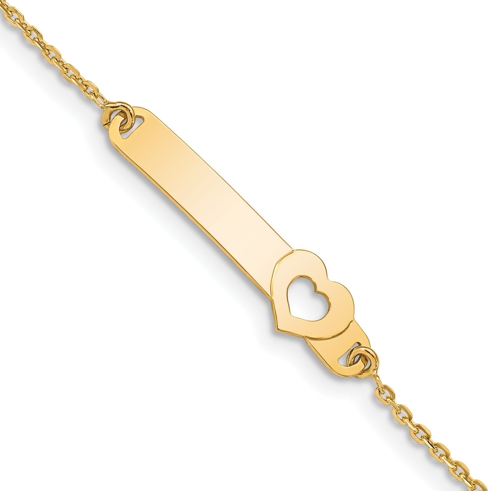 14K Childrens Polished Heart w/1in ext. ID Bracelet