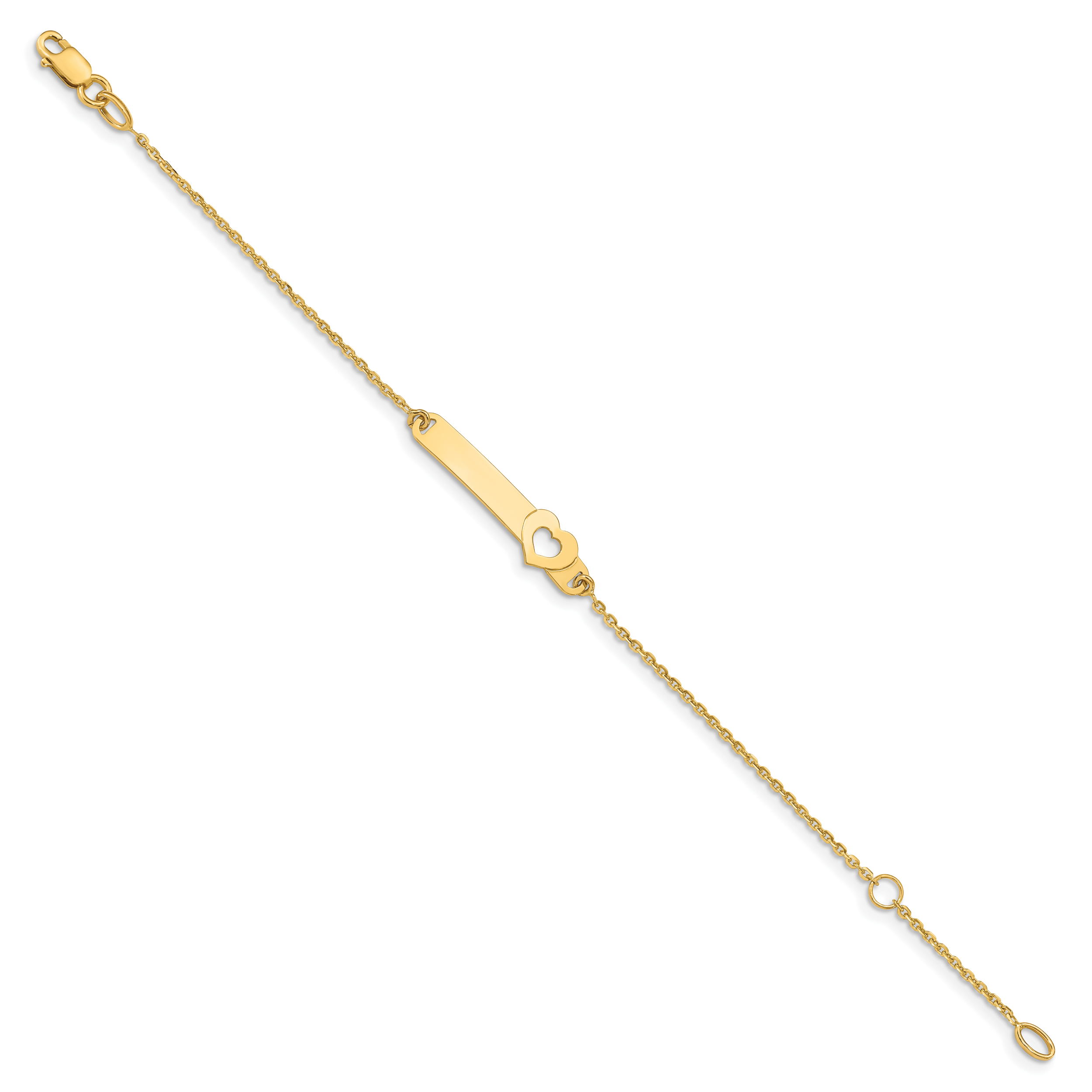 14K Childrens Polished Heart w/1in ext. ID Bracelet