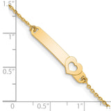 14K Childrens Polished Heart w/1in ext. ID Bracelet