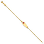 14k Polished Kids ID with Red Enameled Heart 5.5in Bracelet