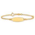 14k Polished Kids ID with Pink Enameled Puff Heart 5.5in Bracelet