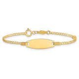 14k Polished Kids ID with Pink Enameled Puff Heart 5.5in Bracelet