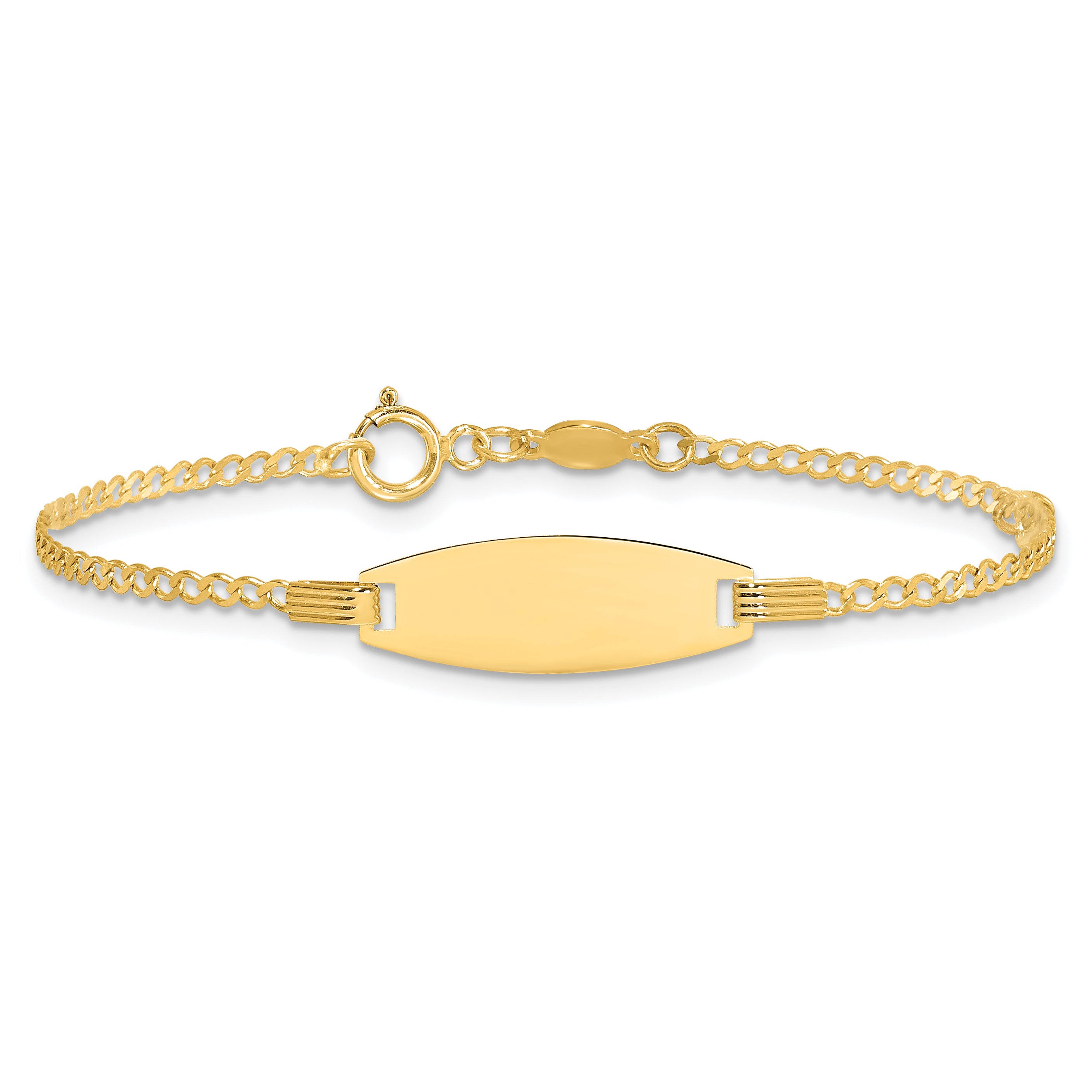14k Polished Kids ID with Pink Enameled Puff Heart 5.5in Bracelet