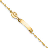 14K Polished Miraculous Medal Childrens ID Bracelet