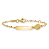 14K Polished Miraculous Medal Childrens ID Bracelet
