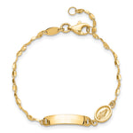 14K Polished Miraculous Medal Childrens ID Bracelet
