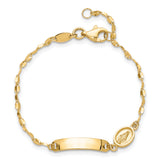 14K Polished Miraculous Medal Childrens ID Bracelet