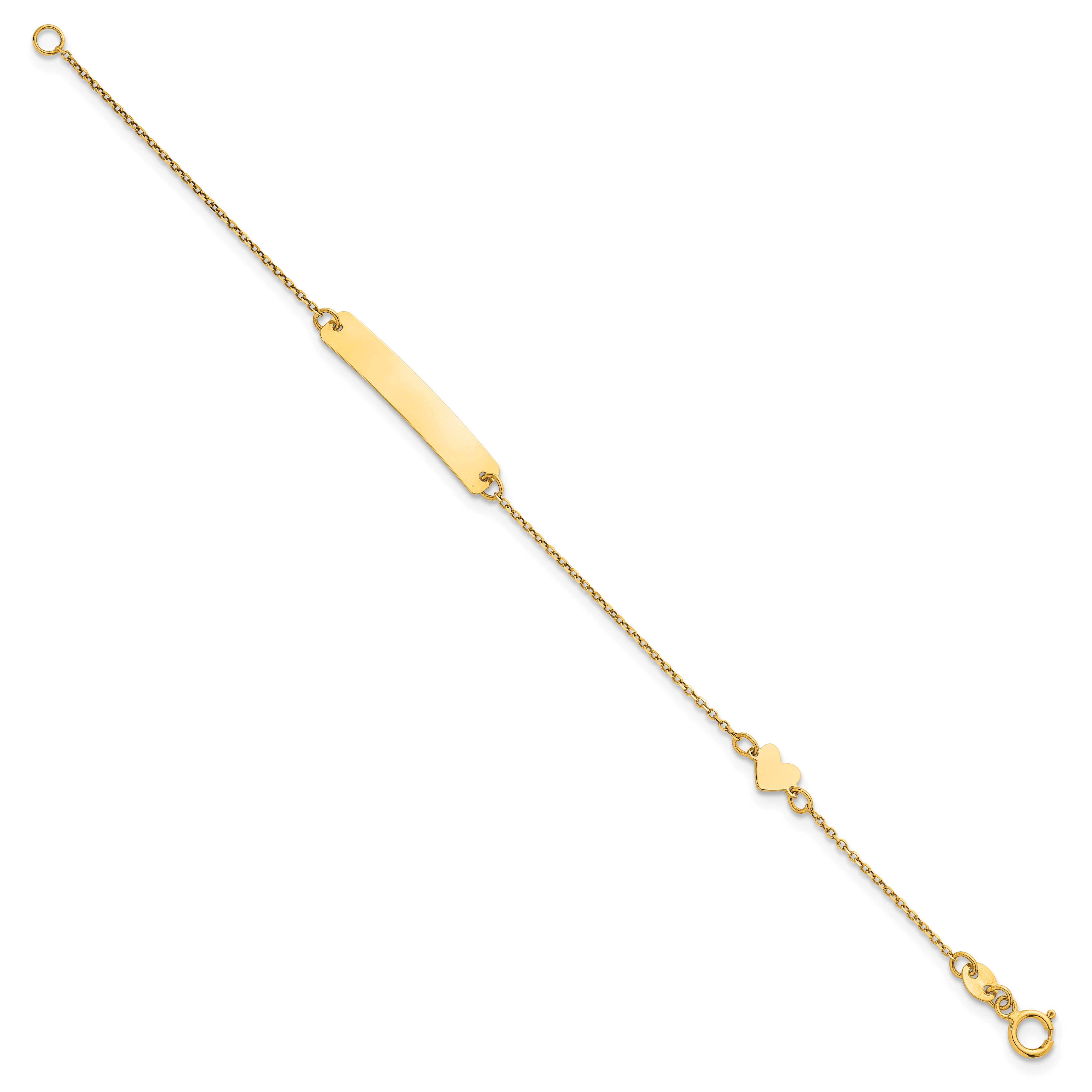 14k Polished Heart Childrens ID Bracelet