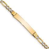 14k w/Rhodium Childrens PavÃ© Figaro Link ID Bracelet