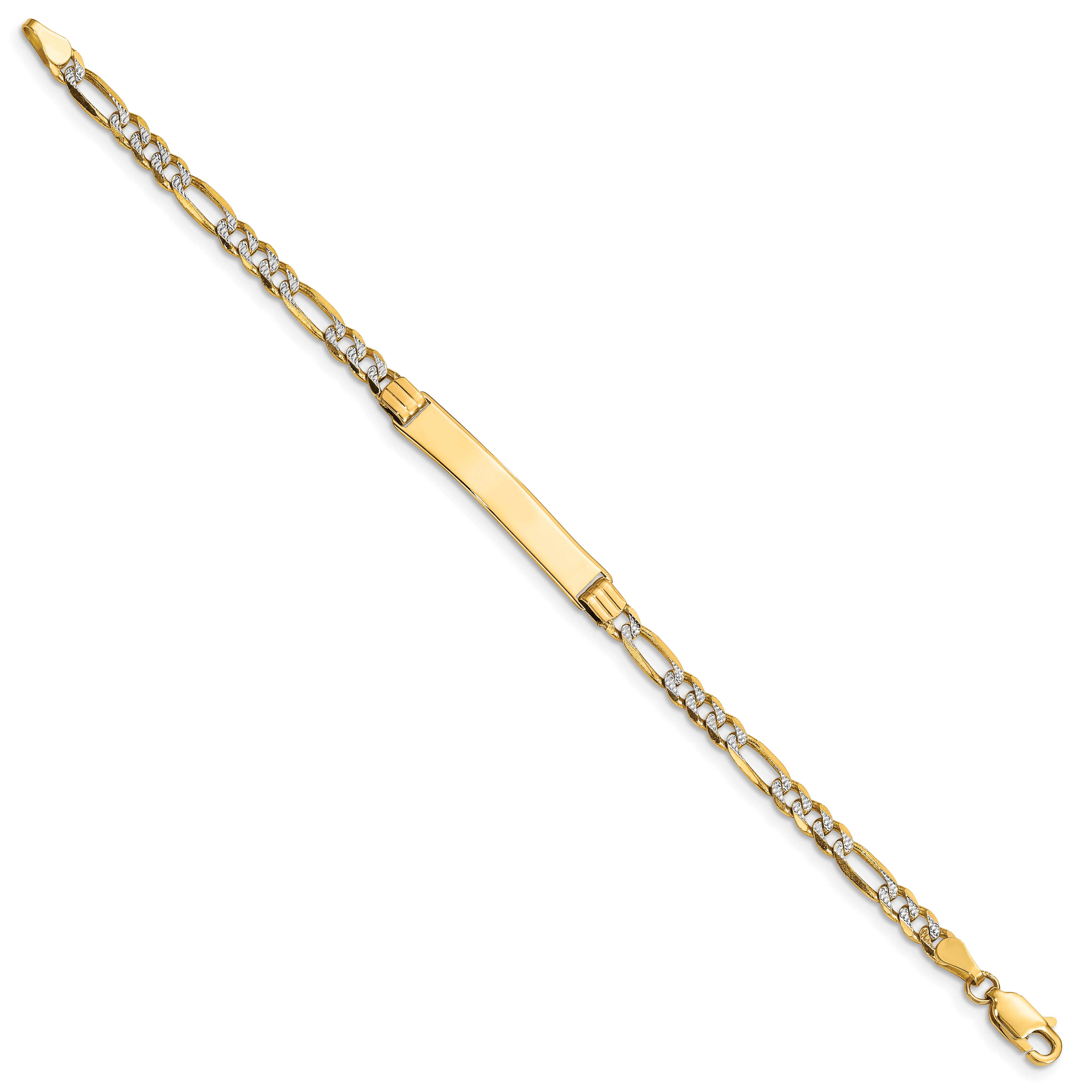 14k w/Rhodium Childrens PavÃ© Figaro Link ID Bracelet