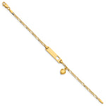 14K Cut-out Heart w/Dangling Heart Childrens Figaro Link ID Bracelet