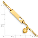14k Cut-out Heart w/Dangling Heart Childrens Figaro Link ID Bracelet
