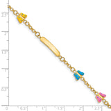 14k Childrens Enameled Butterflies w/.5in ext. ID Bracelet