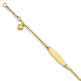 14K Polished w/ Dangling Heart w/1in ext. Baby ID Bracelet