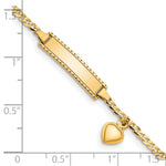 14k Childrens Heart Dangle Curb Link ID Bracelet