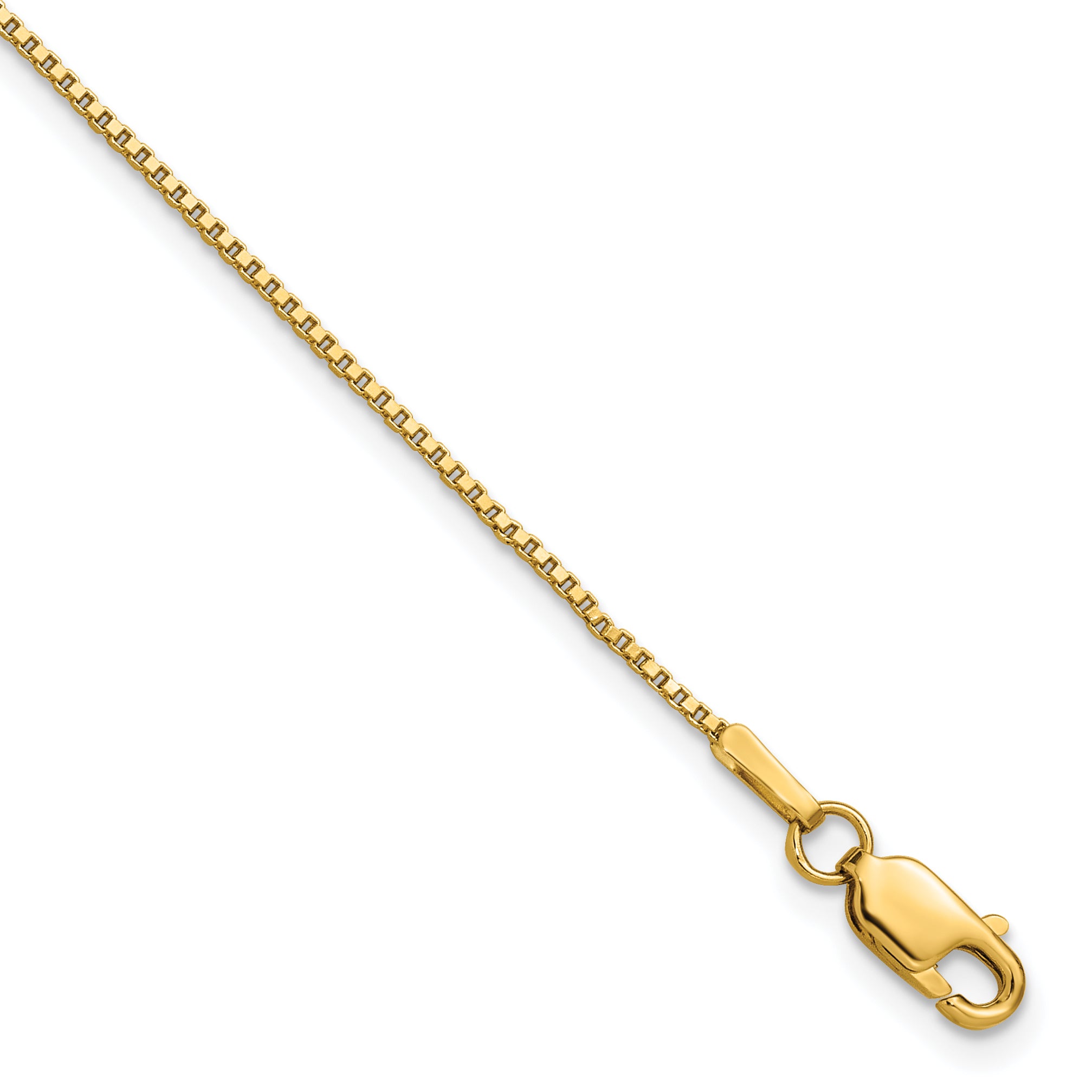 14k 1.0mm Box Chain Anklet