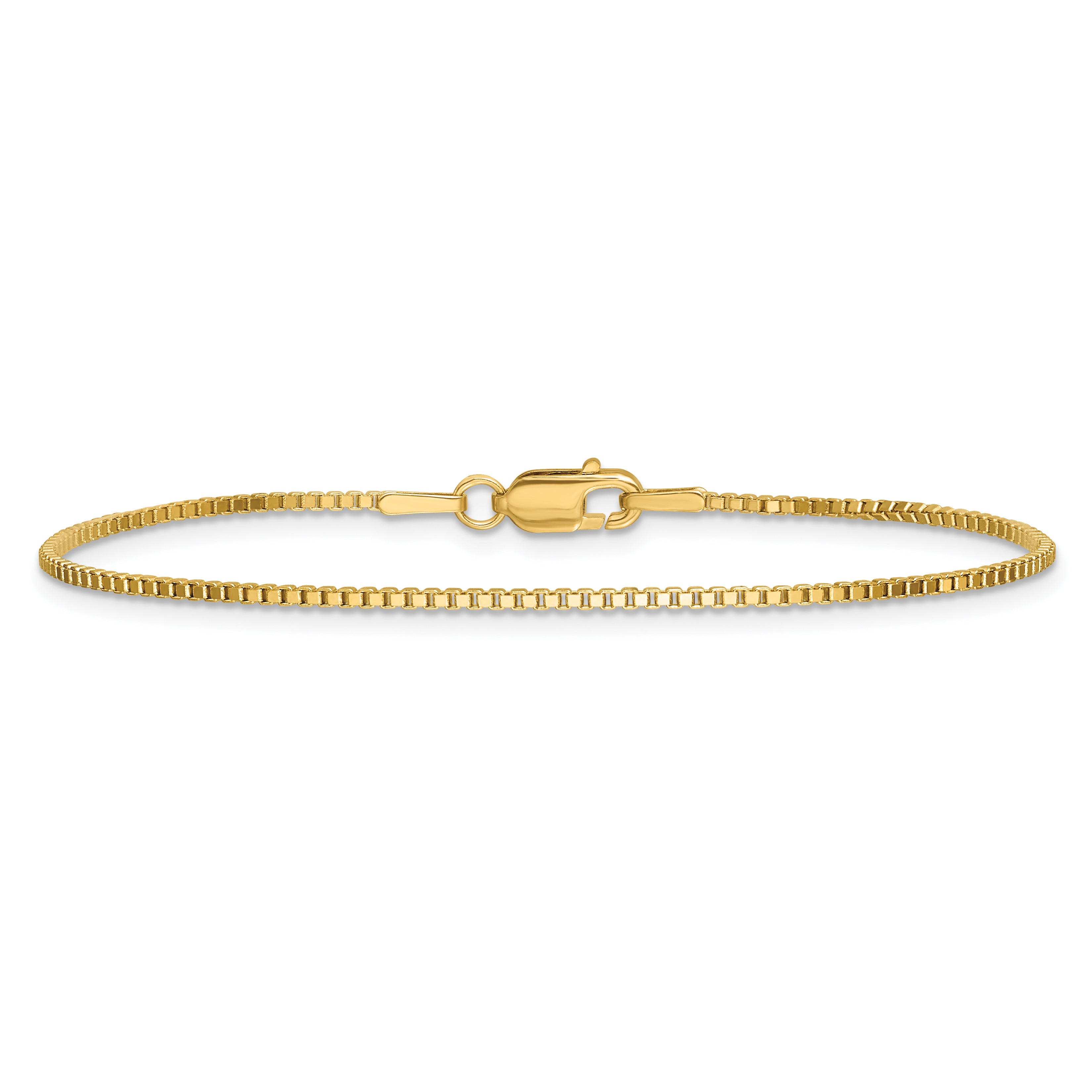 14k 1.3mm Box Chain Anklet