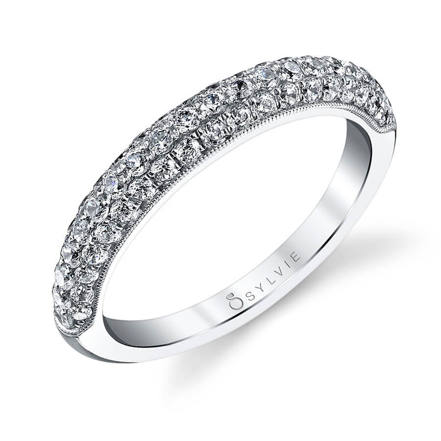 Three Row Pave Wedding Band - Carla