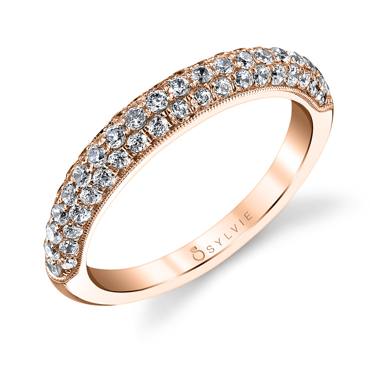 Three Row Pave Wedding Band - Carla