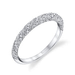 Unique Milgrain Diamond Spiral Wedding Ring - Lucia