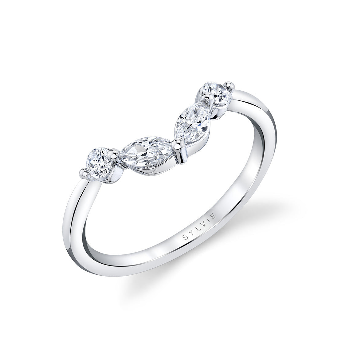 Diamond Curved Wedding Band - Alina