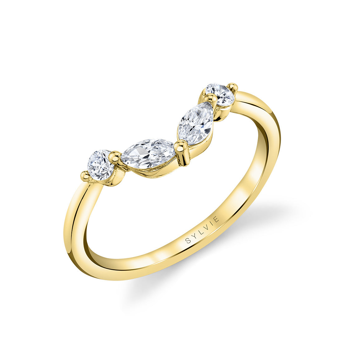 Diamond Curved Wedding Band - Alina