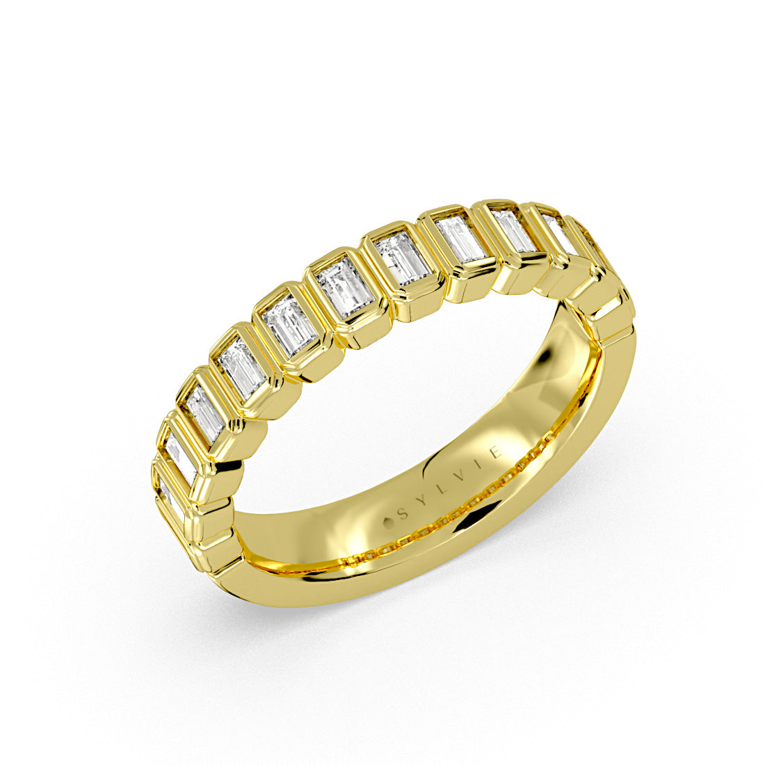Auravie Bezel Baguette Wedding Ring - Nellie