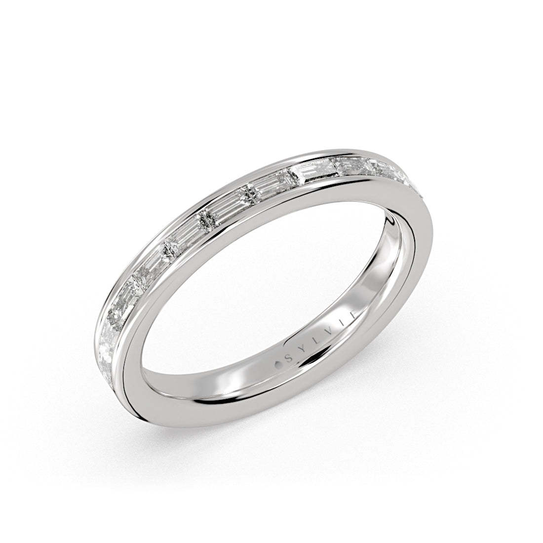 Auravie Channel Set Baguette Bezel Wedding Ring - Evereigh