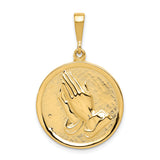 14K Praying Hands and Serenity Prayer Pendant