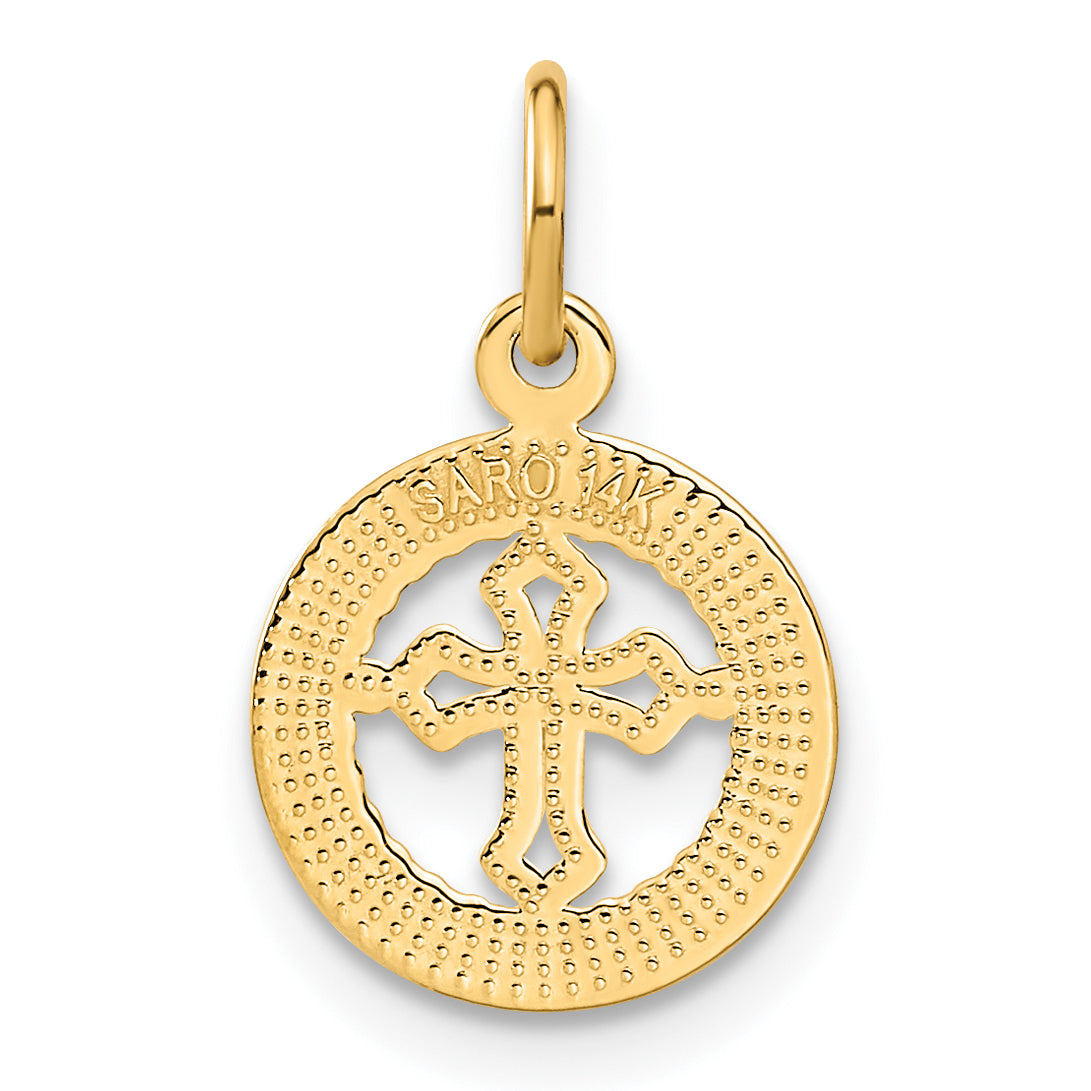 14K Eternal Life Cross in Circle Charm
