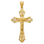 14K Satin Diamond-Cut Crucifix Pendant