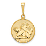 14K Polished and Satin Angel Pendant