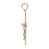 14k Two-tone Diamond-cut Crucifix Pendant